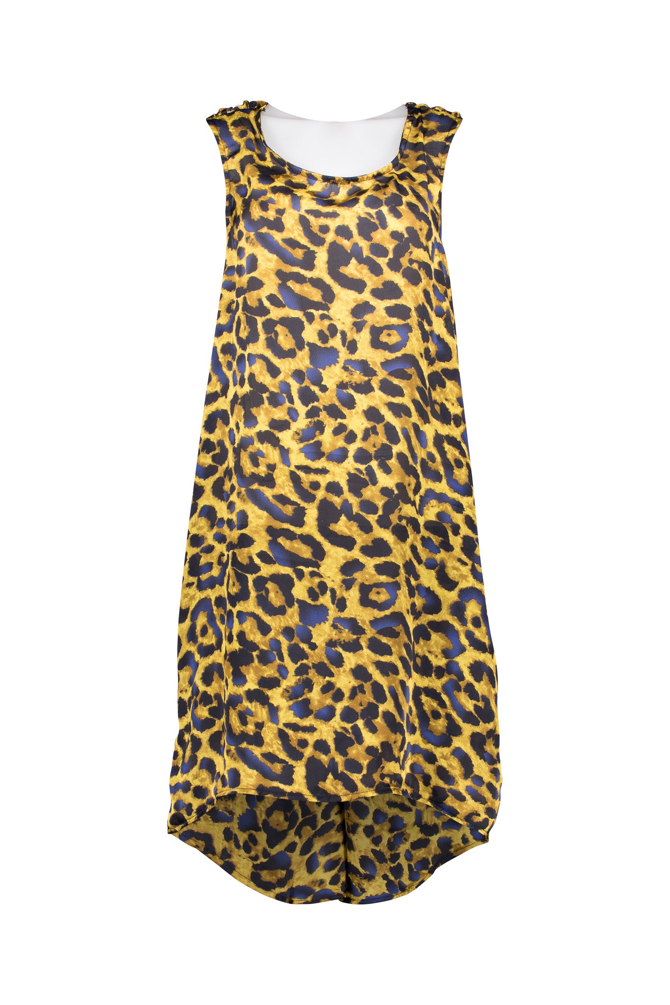 Animal Dress, V Back and Hi-Low Hemline