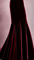 654 Velvet Skirt Long, Full Circle, Fitted Bask, Elasticated Waistline