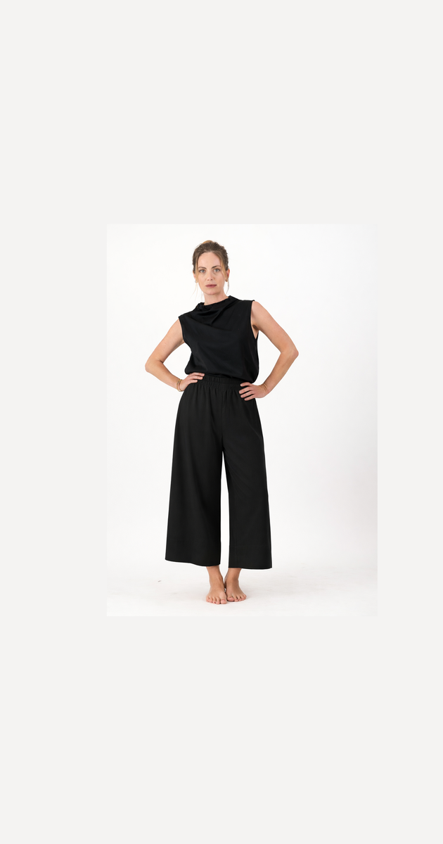 P020 Black Pants, Elasticated Pull-on