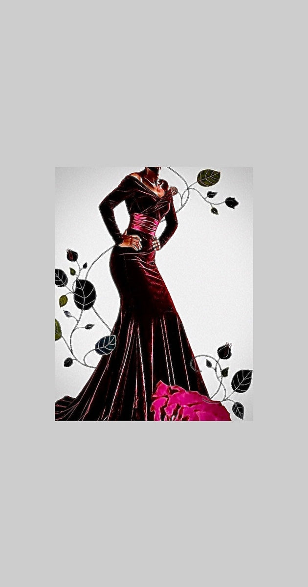 667 Cowl Neck Long Flared Dress, Knit