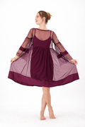 Wine Tulle Babydoll Dress