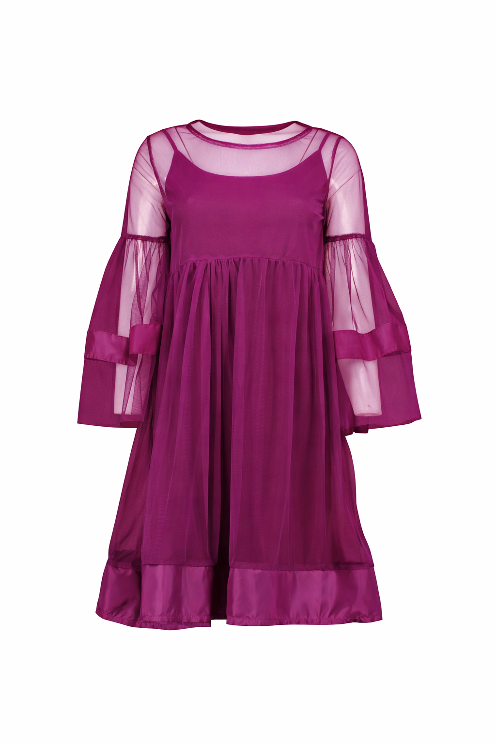 Wine Tulle Babydoll Dress