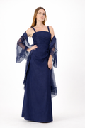 Ink Blue Xover Dress - Taffetta Stretch
