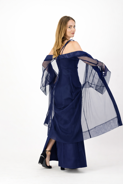 125 Ink Blue Tulle Kimono