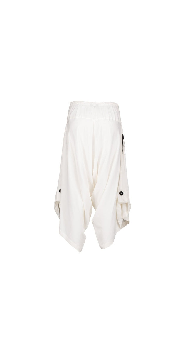 White Harem Pants, Bamboo Print P012
