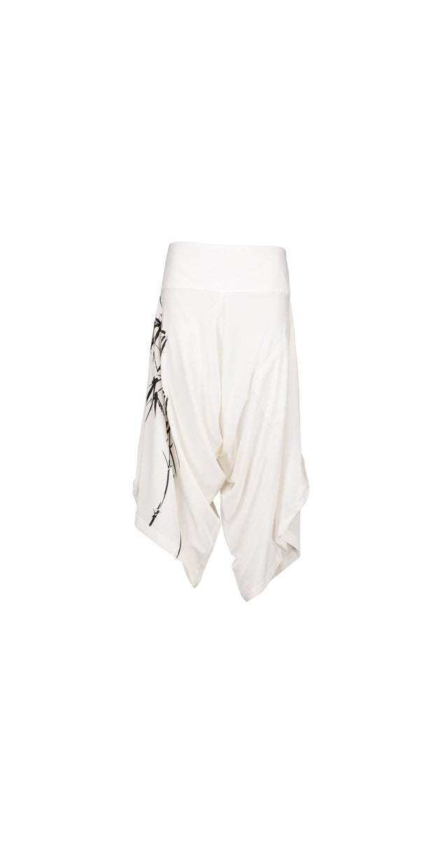 White Harem Pants, Bamboo Print P012