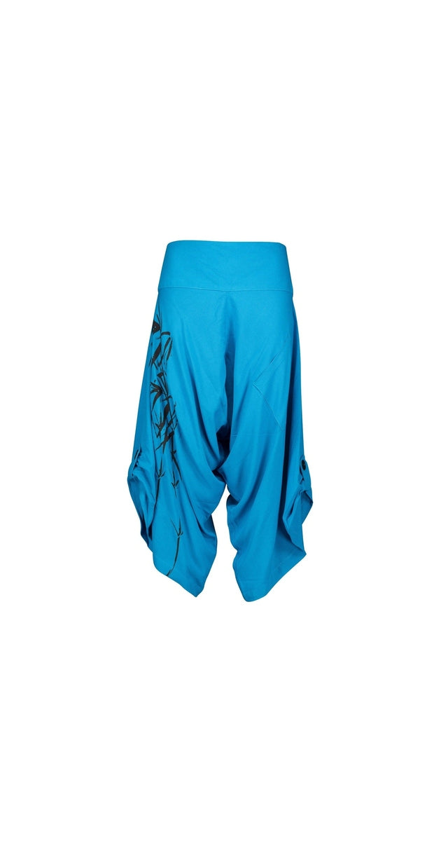 Turquoise Harem Pants, Bamboo Print 314