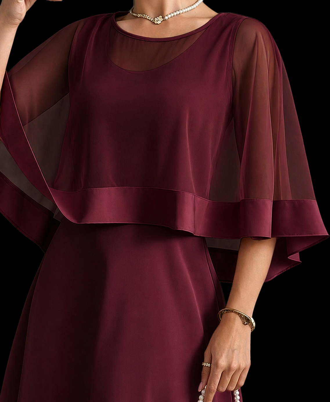 979 Georgette Satin-edged Flared Kaftan Cover
