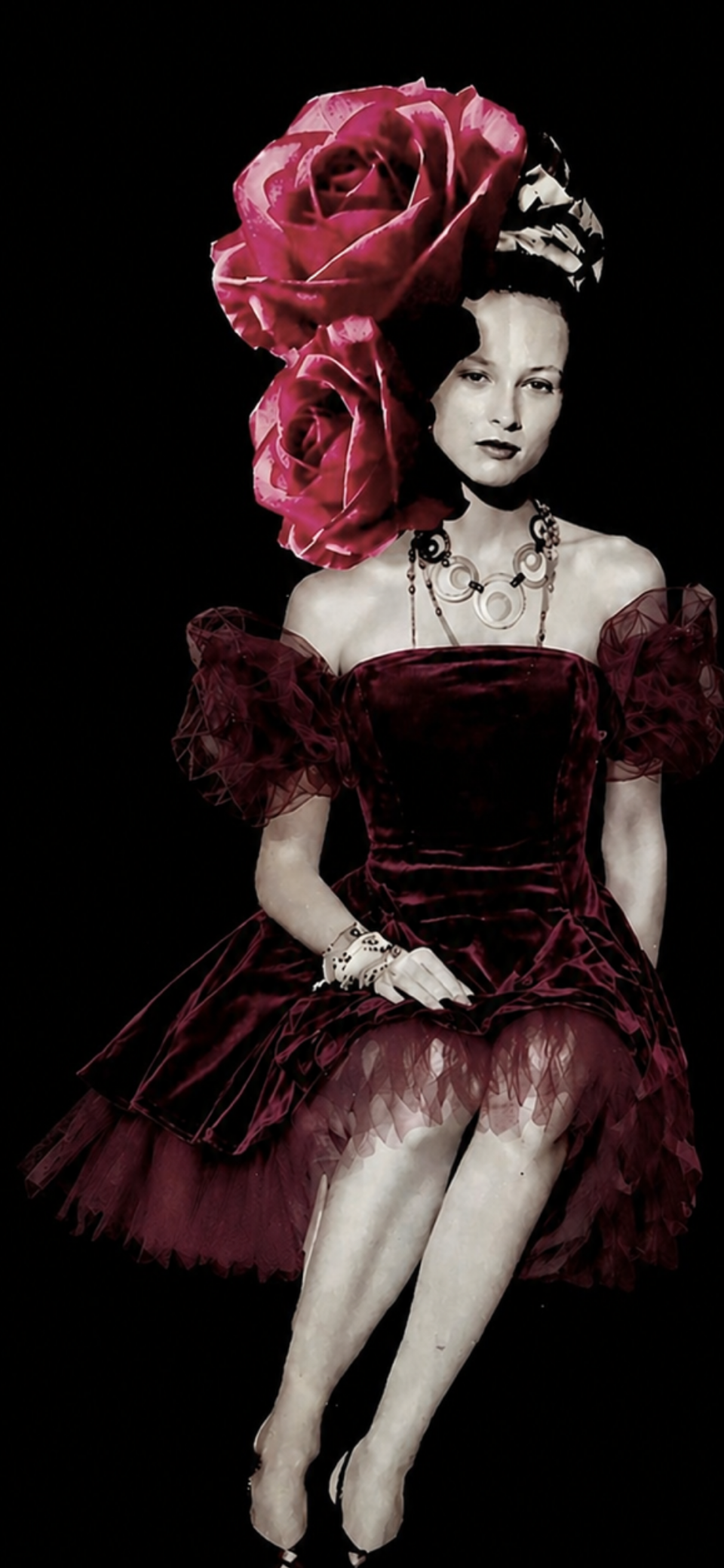 710 Burgundy Wine Flared Corset