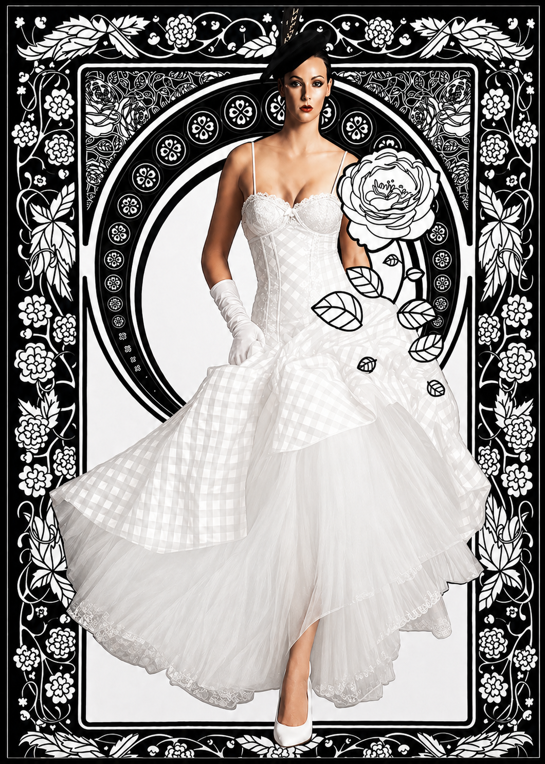 995 cream Textured Taffetta, Tulle