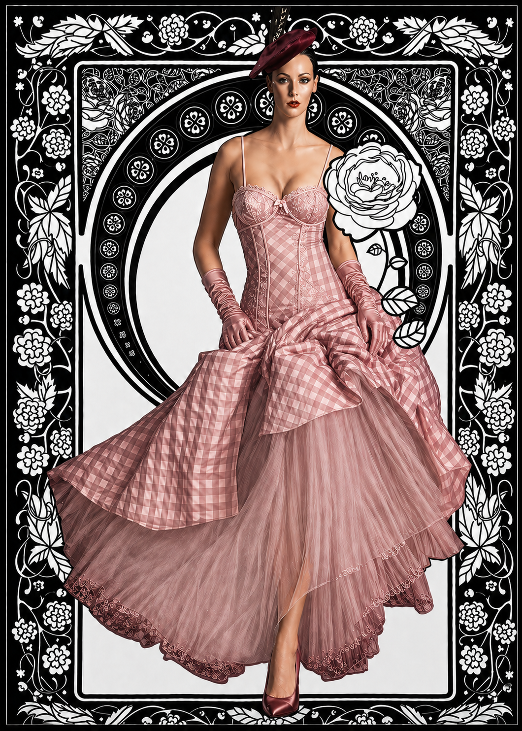 995 cream Textured Taffetta, Tulle