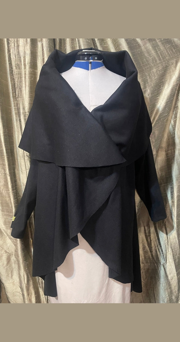 628 Jacket, Roll Shawl Collar, Full Circle Unlined, Raw Edge
