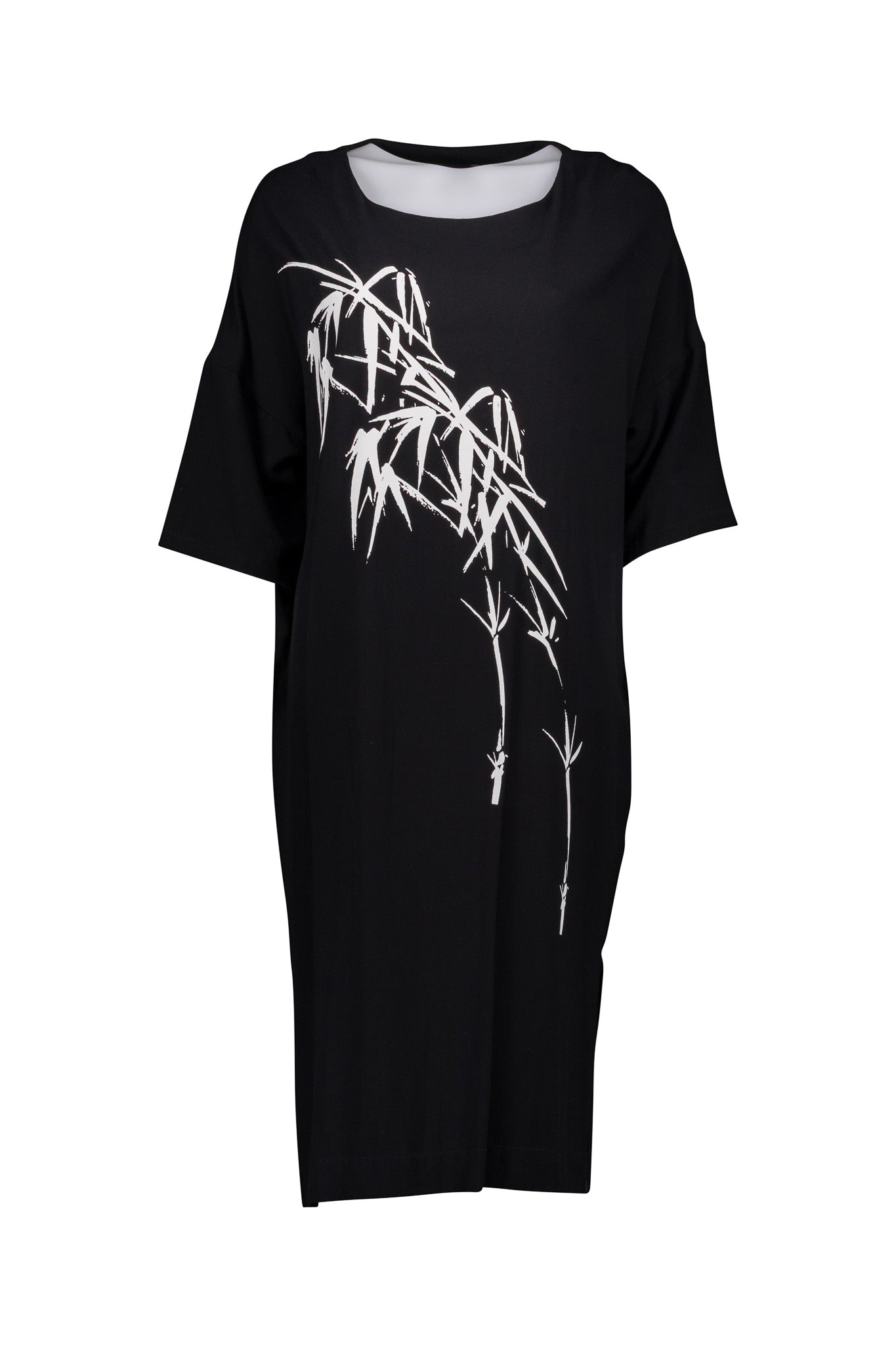 Black Kaftan with a Japanese Bamboo Print. Elegant Summer Dressing.