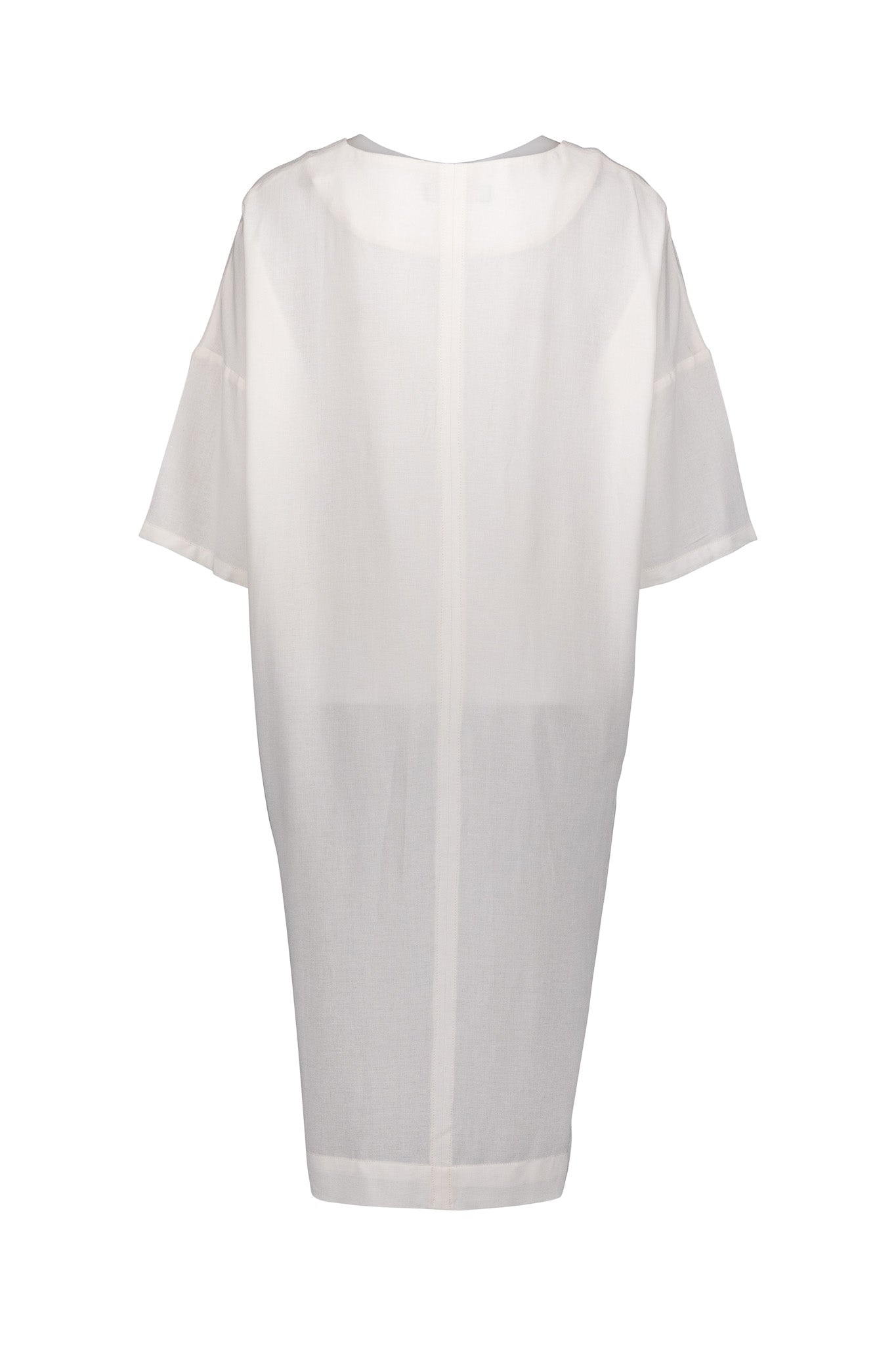 White Kaftan with a Japanese Bamboo Print. Elegant Summer Dressing.