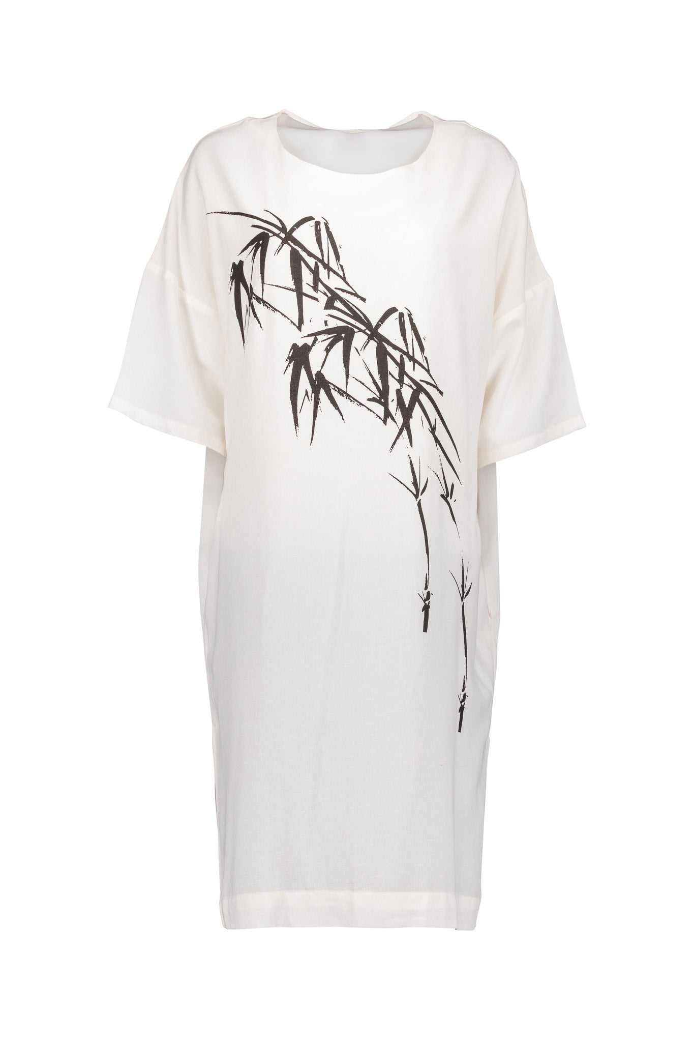 Black Kaftan with a Japanese Bamboo Print. Elegant Summer Dressing.