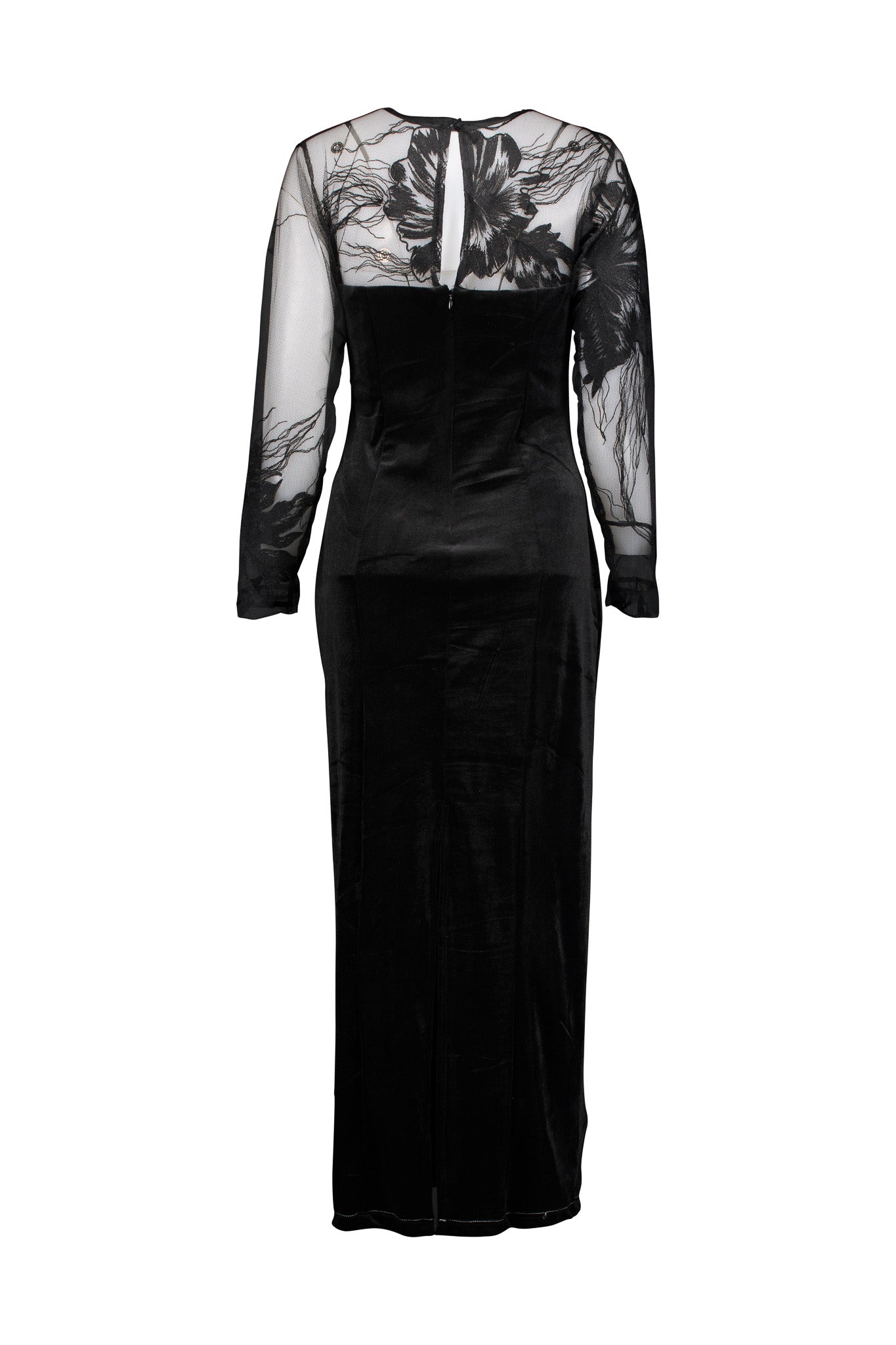 118 Black Velvet Embroidered Tulle Yoke