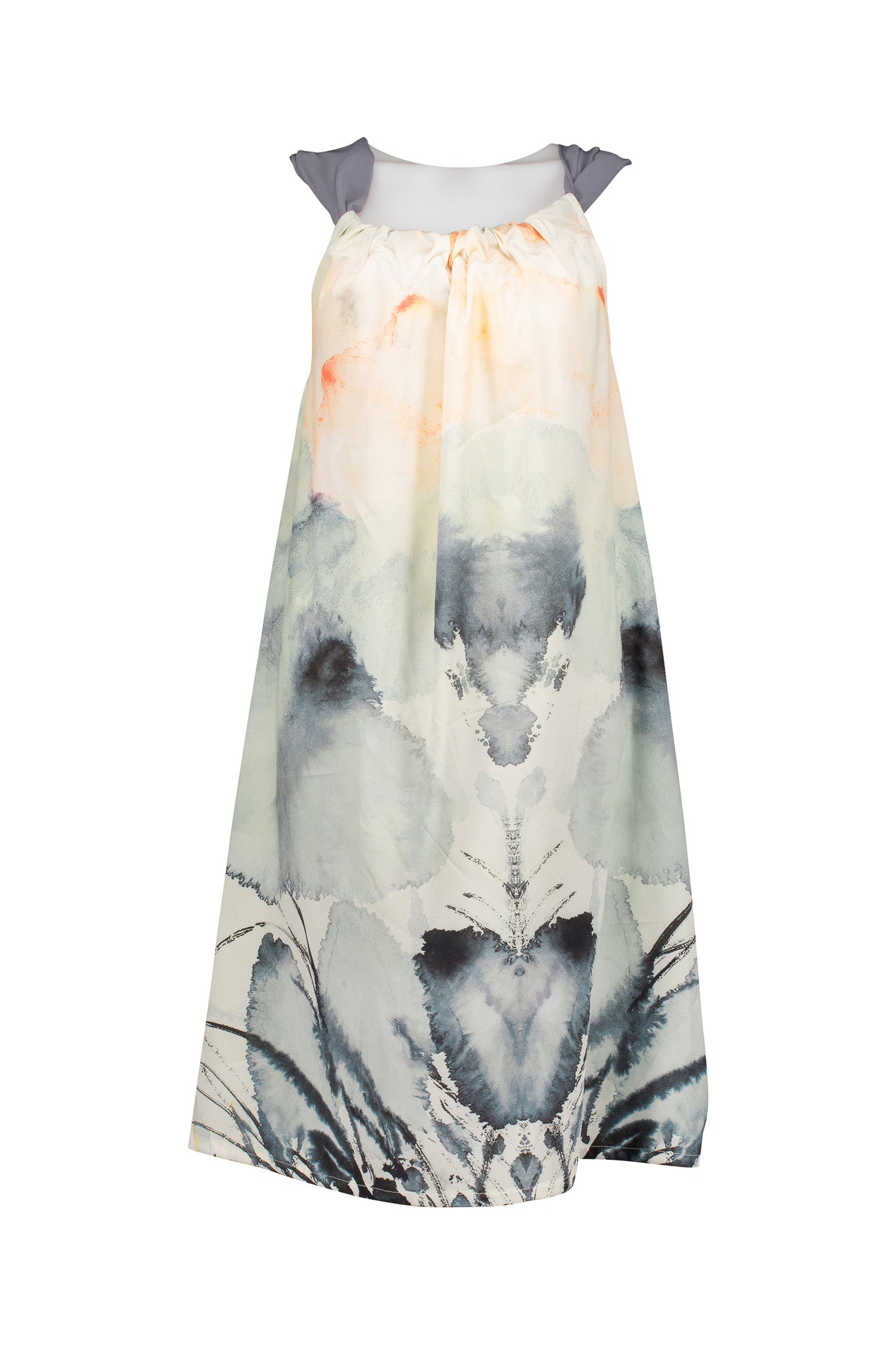 Silver Skies Dress, Misty Grey Georgette Drawstring