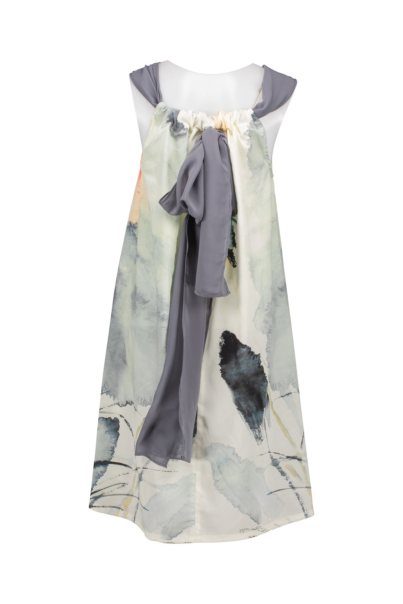 Silver Skies Dress, Misty Grey Georgette Drawstring