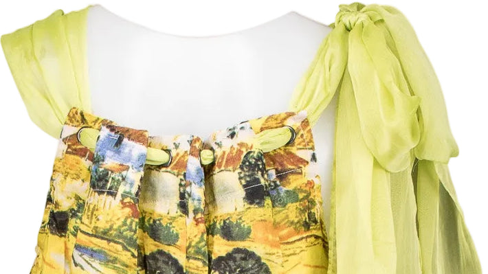 Yellow Linen Top, Cutaway Neckline