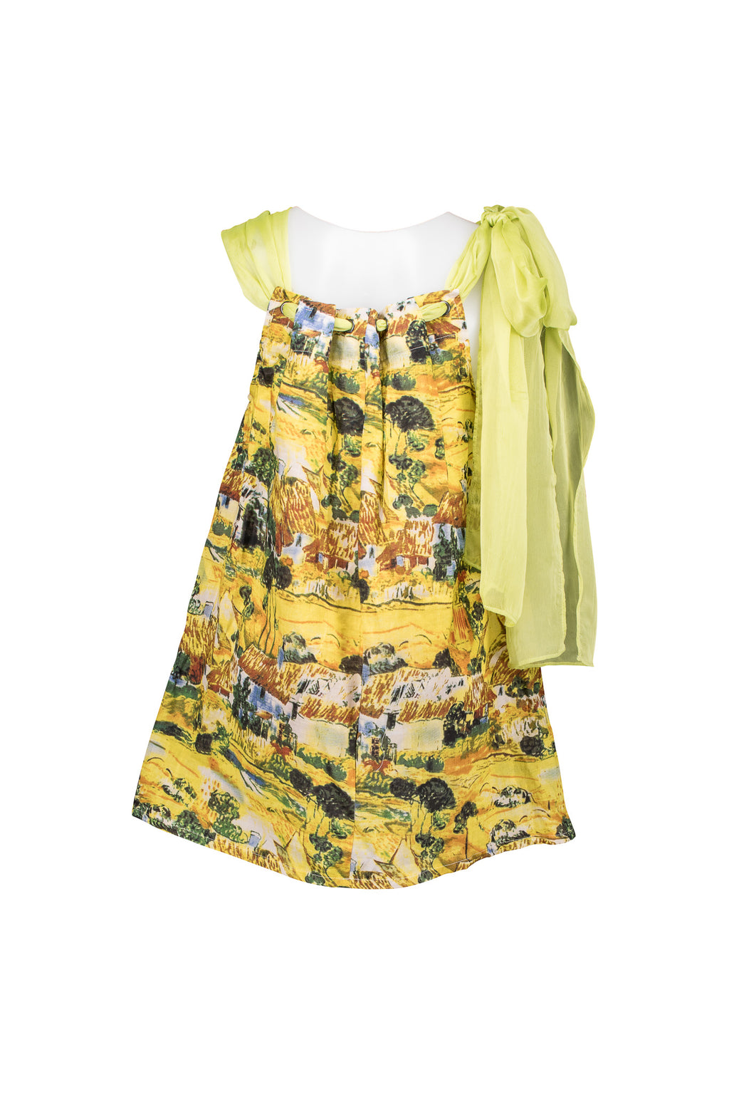 Yellow Linen Top, Cutaway Neckline