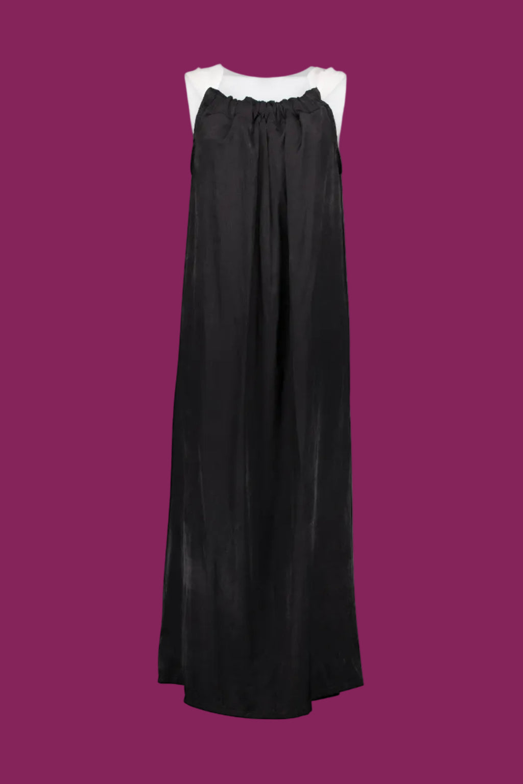 Black Dress with White Drawsting Cutaway Neckline