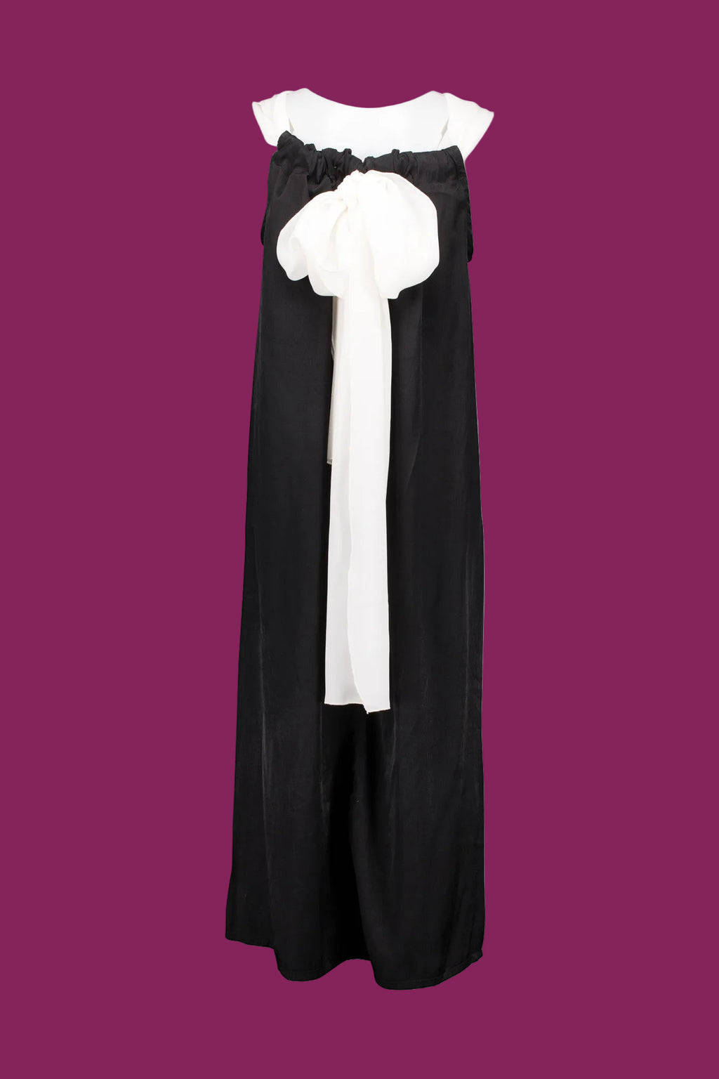 Black Dress with White Drawsting Cutaway Neckline