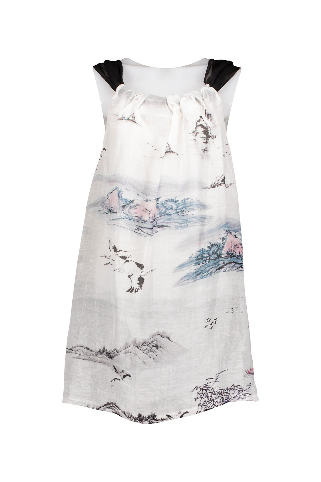 Antique Chinese Landscape.   Summer Cutaway Dress.