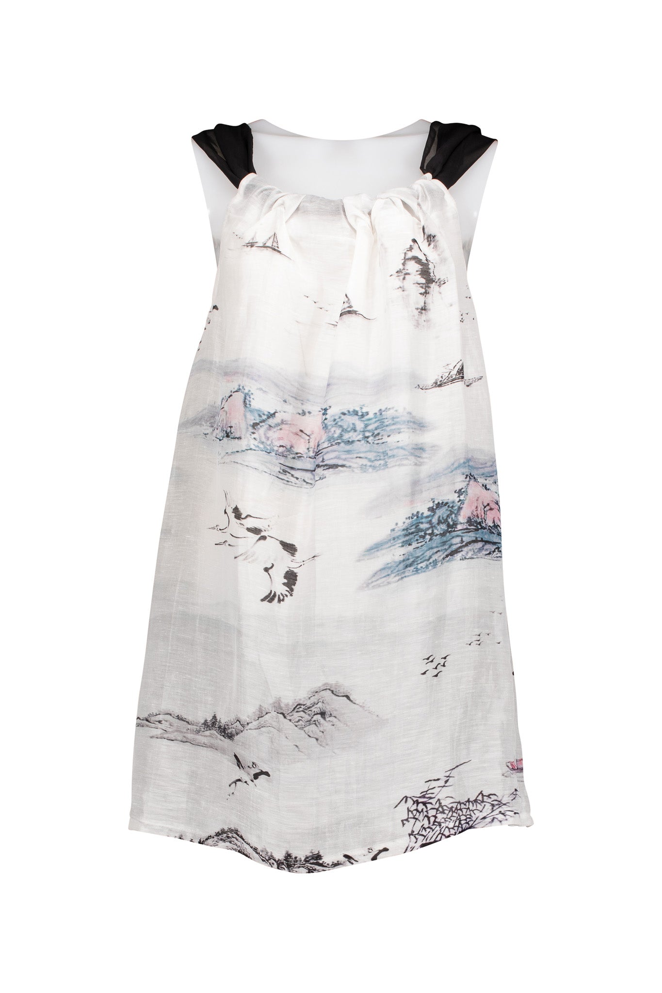 Antique Chinese Landscape.   Summer Cutaway Dress.