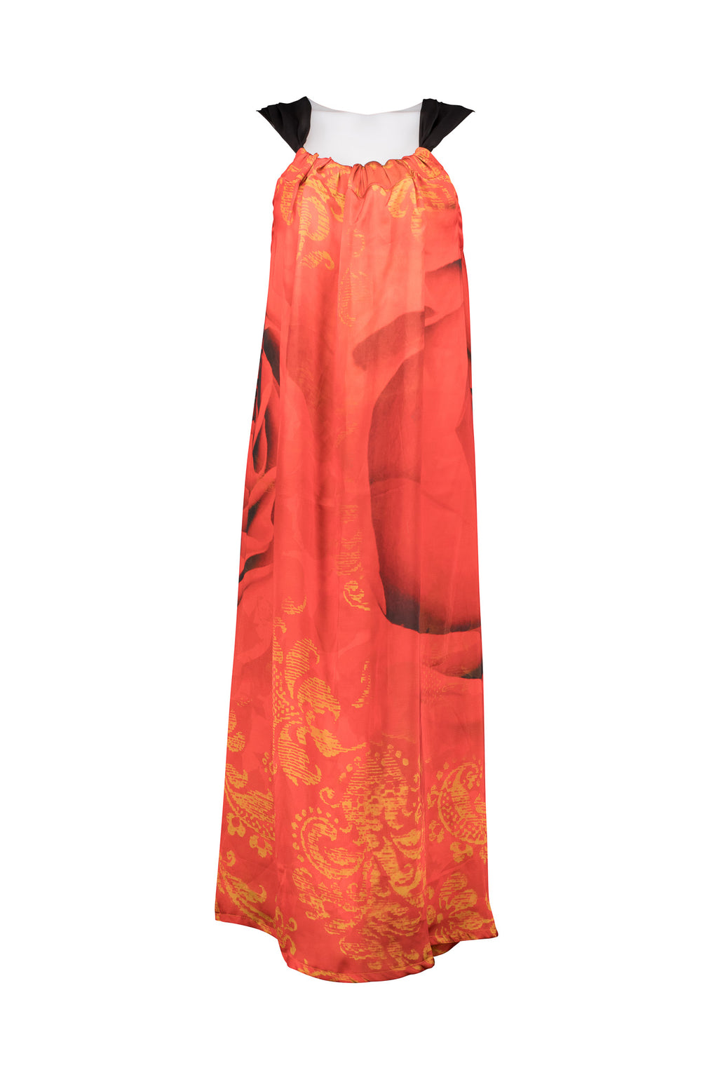 Red Rose Dress, with Black Georgette Drawstring.