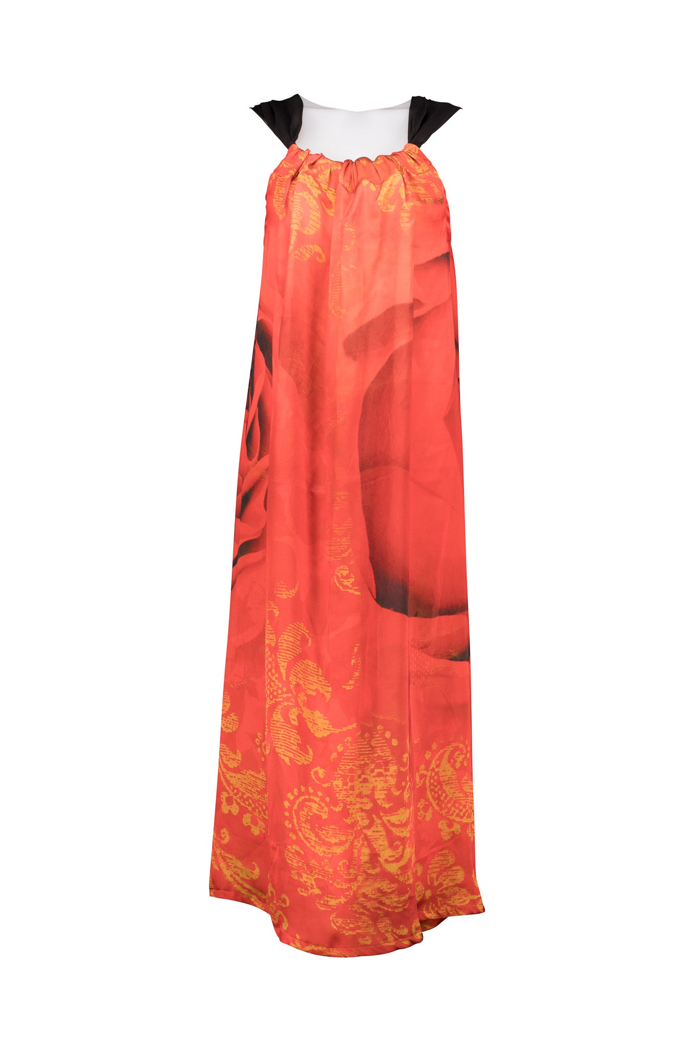 Red Rose Dress, with Black Georgette Drawstring.