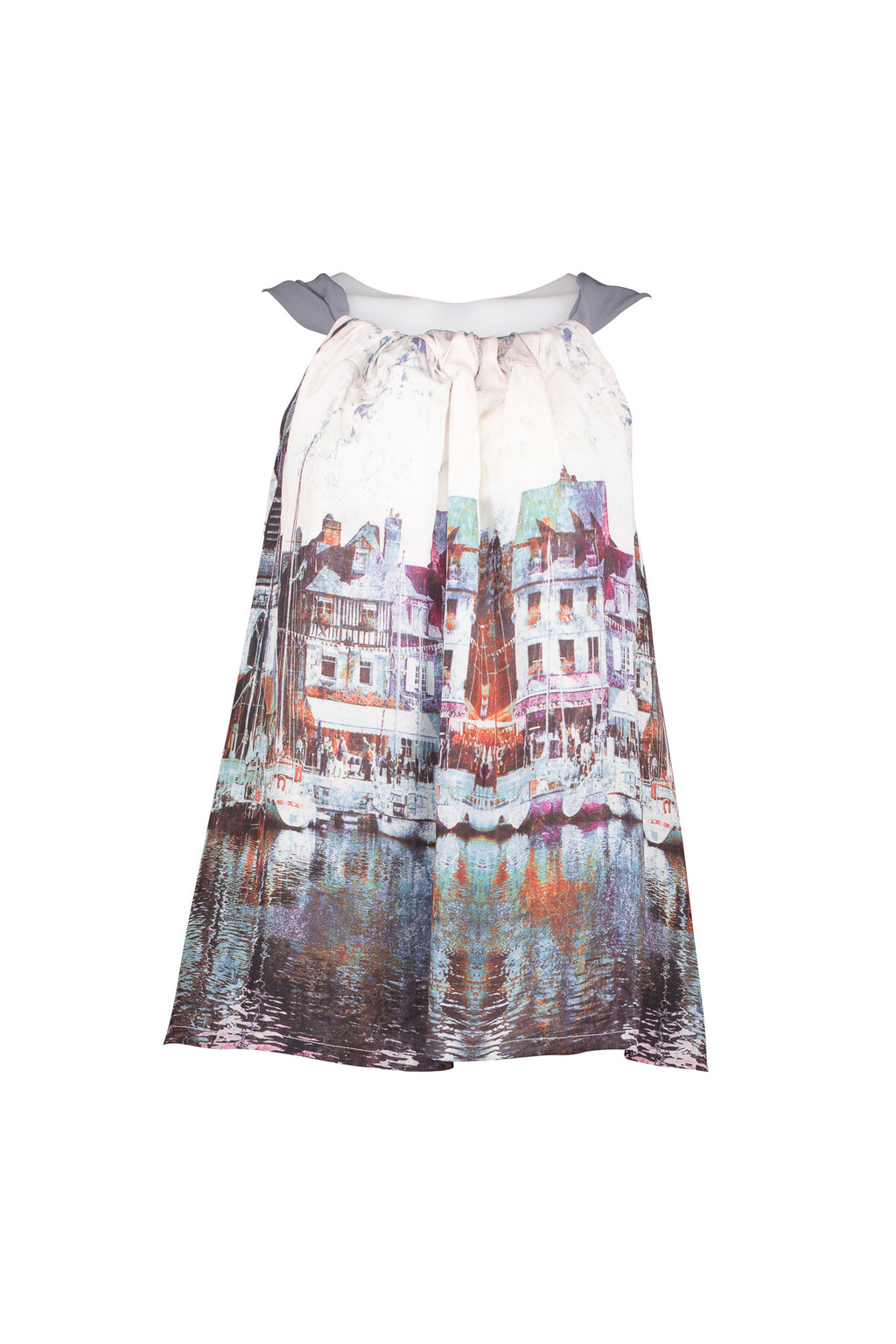 Amsterdam Print Cutaway Neckline Top