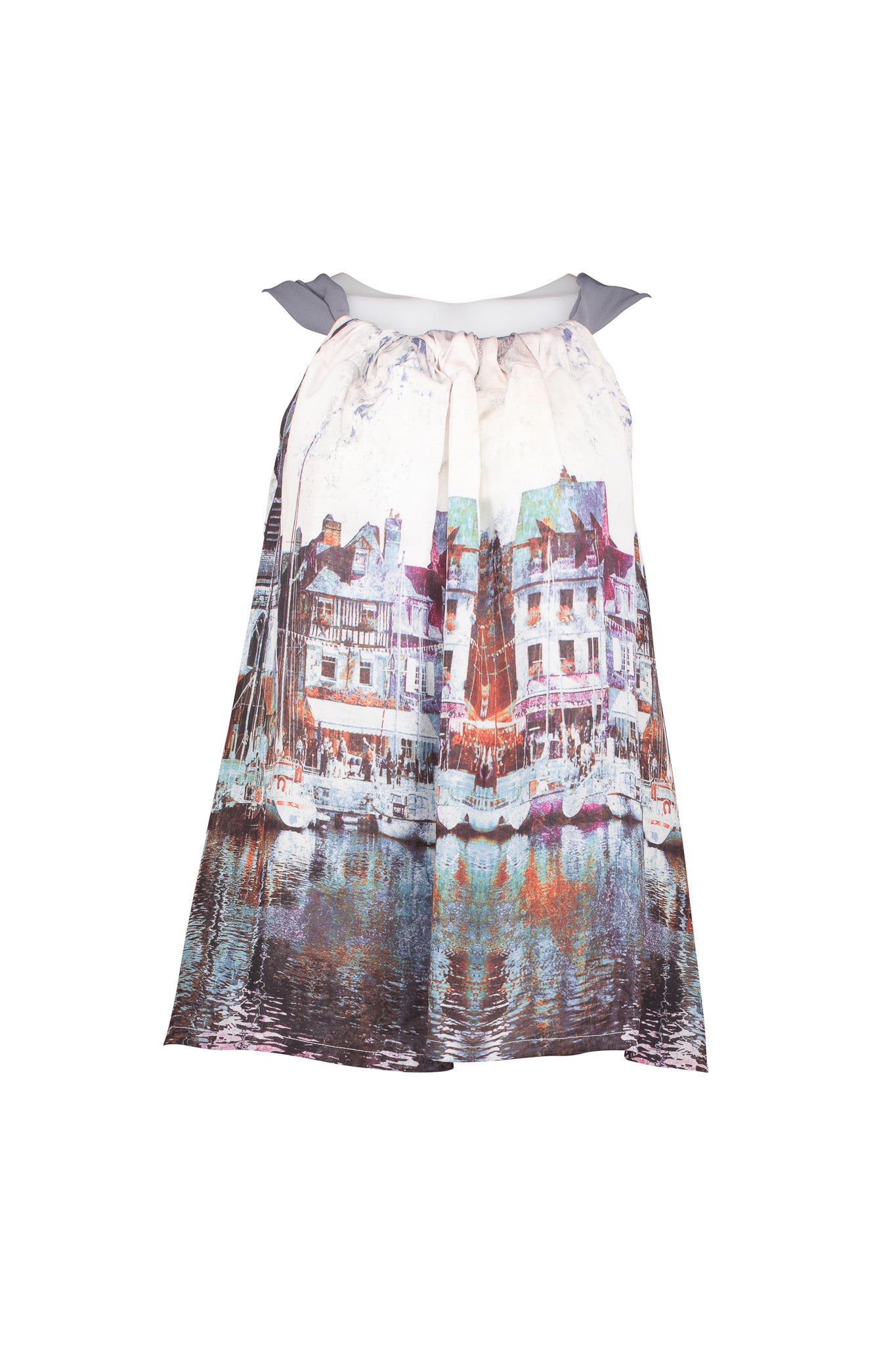Amsterdam Print Cutaway Neckline Top