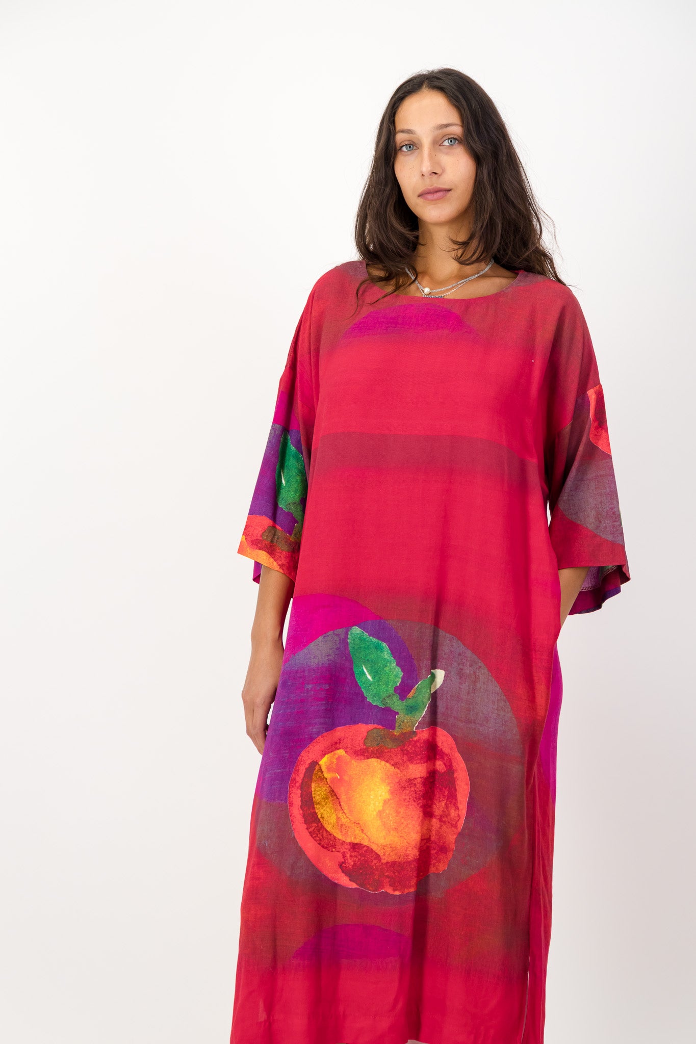 Peach Print Kaftan. Limited Edition Digital Print, Bright and Beautiful.