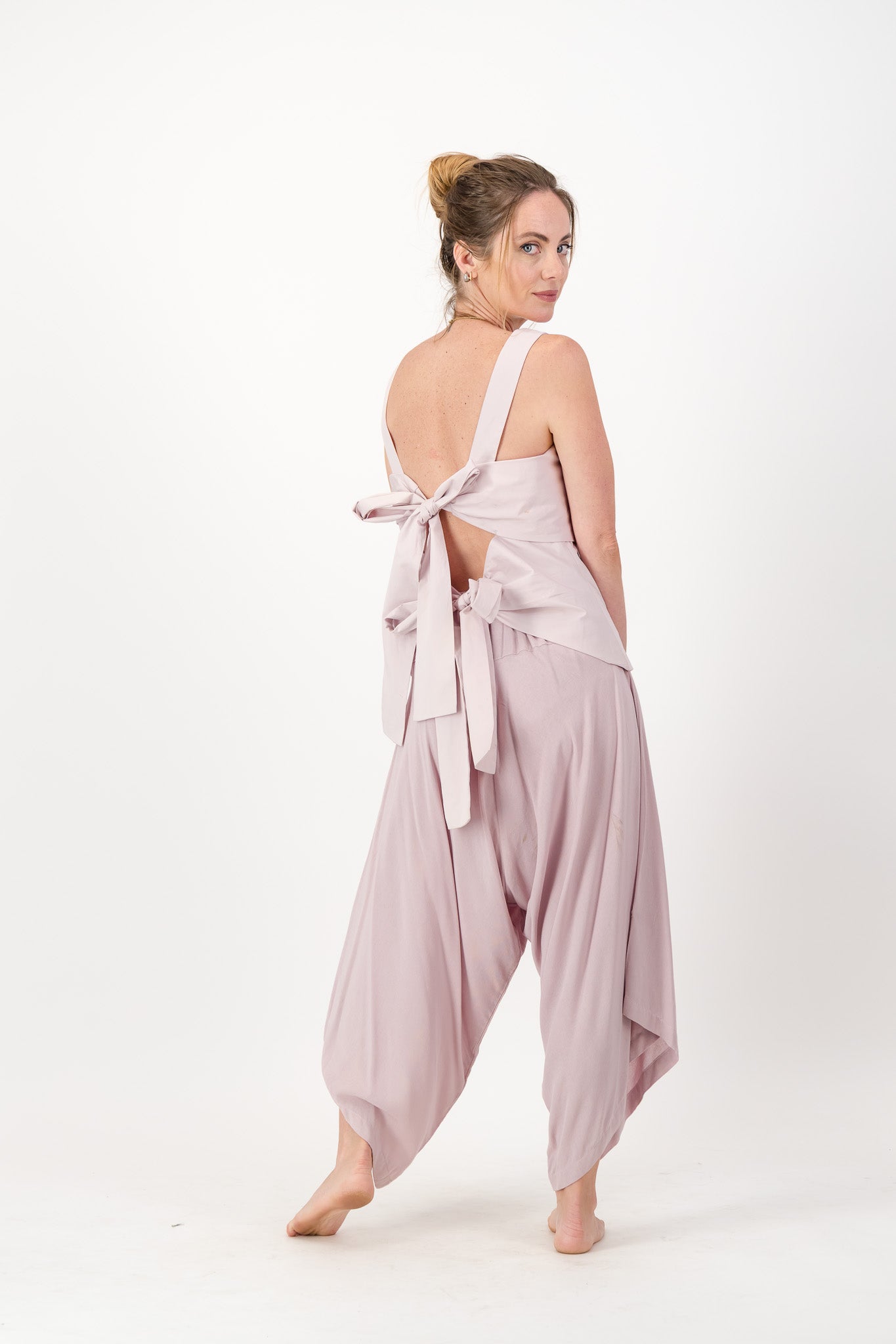 Rose Harem Pants, Flat Front, Elasticated Back