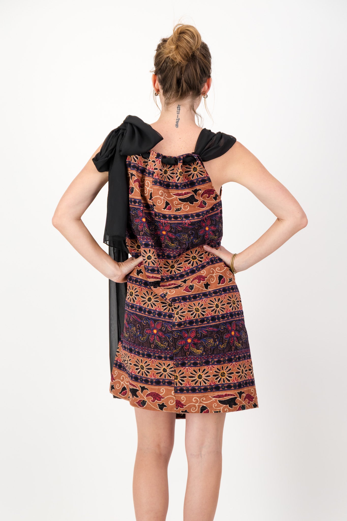 Ethnic Print  Dress, Short, Georgette Drawstring