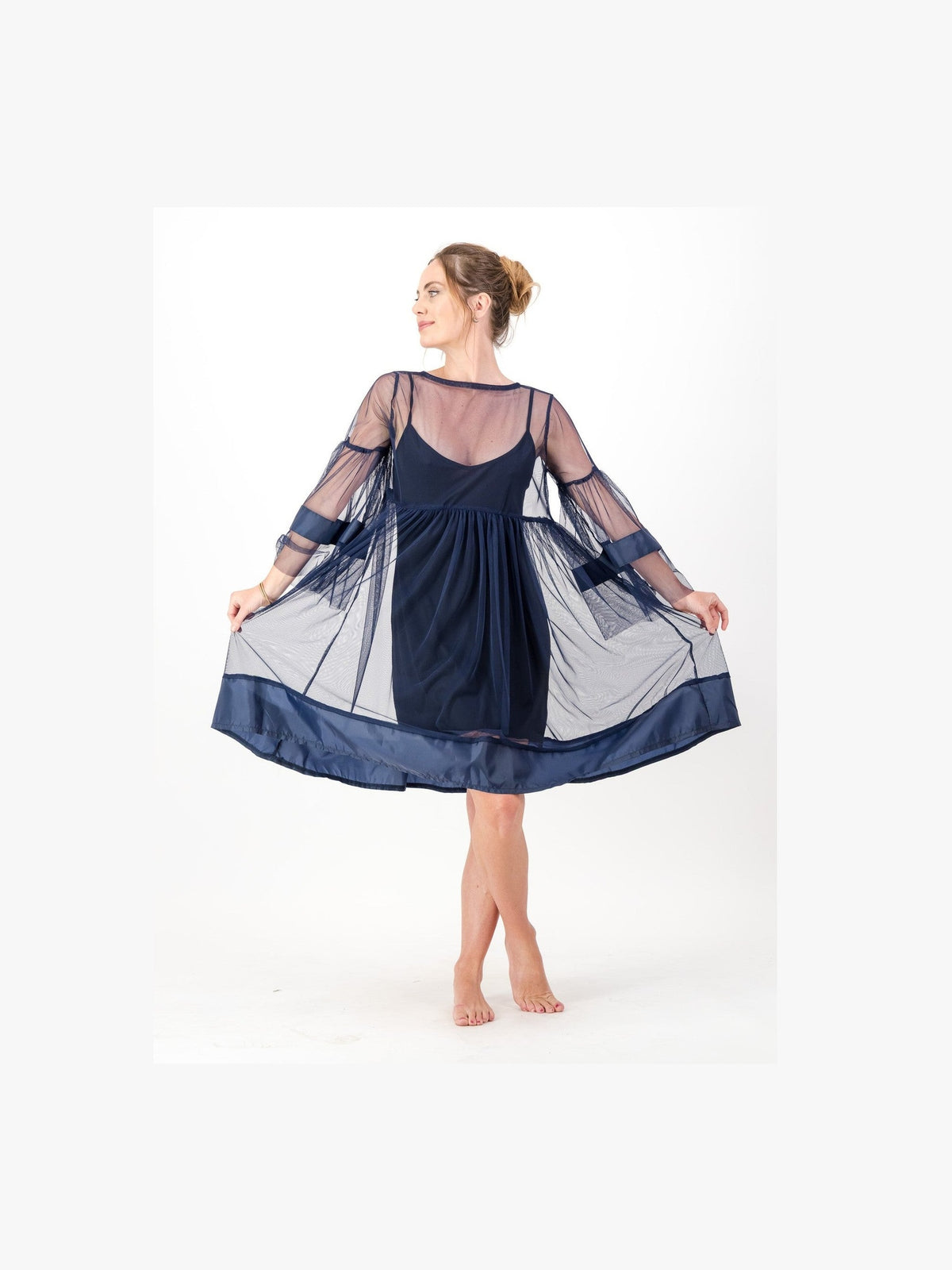 blue babydoll dress sheer Studio Citizen Babydoll Dress in Sheer Navy Floral