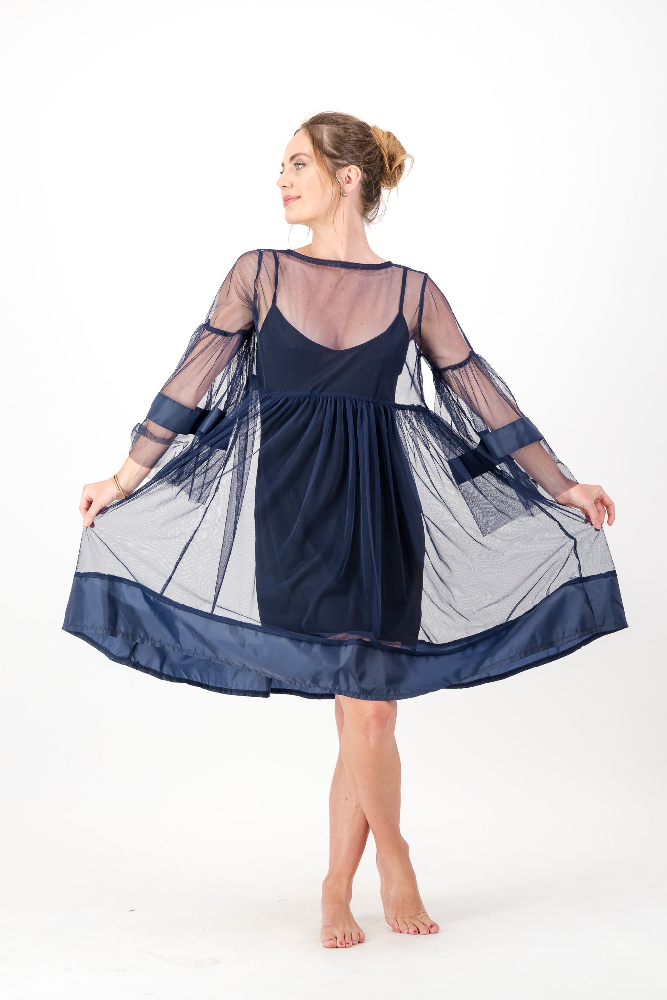 Ink Blue Tulle Babydoll Dress