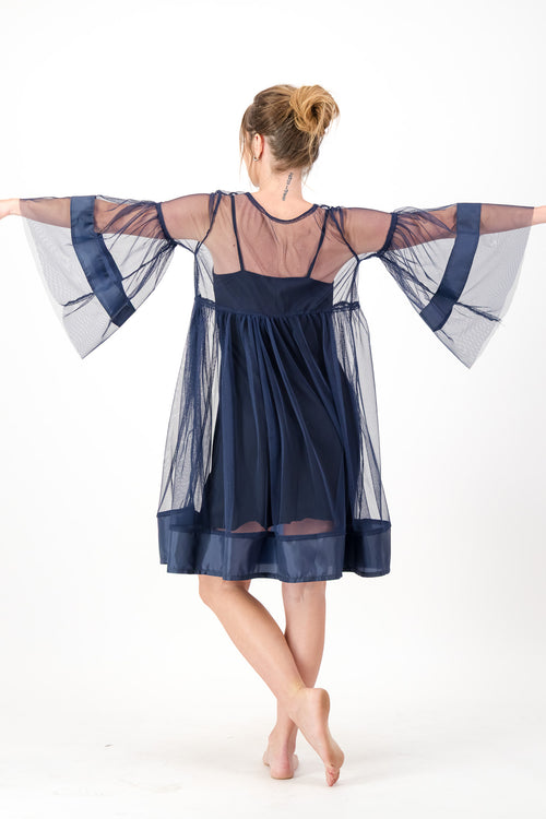 112 Ink Blue Tulle Babydoll Dress