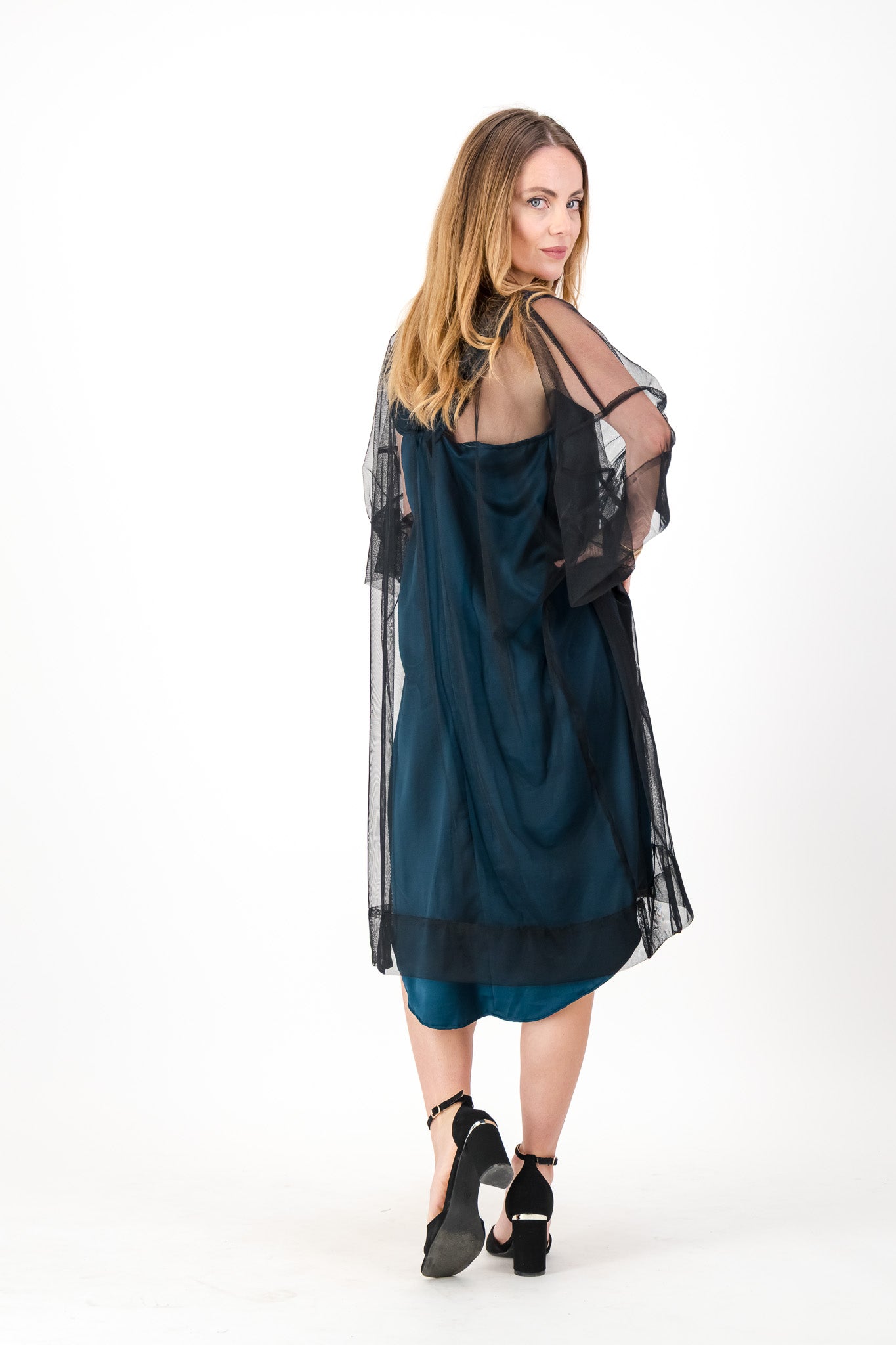 Ink Blue Tulle Kimono, the Ultimate Sheer Coverup.  A Taste Of Japan