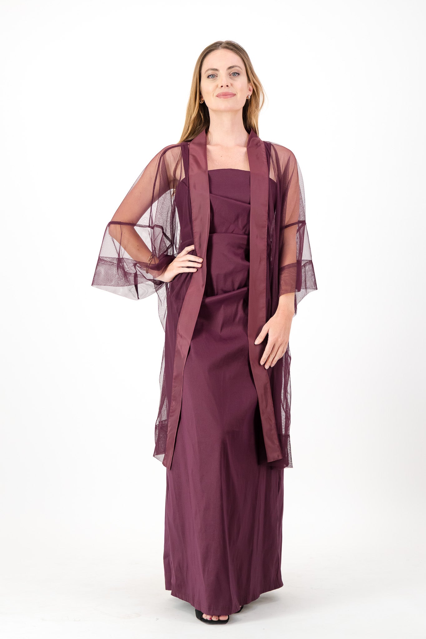 Wine Tulle Kimono, the Ultimate Sheer Coverup.  A Taste Of Japan
