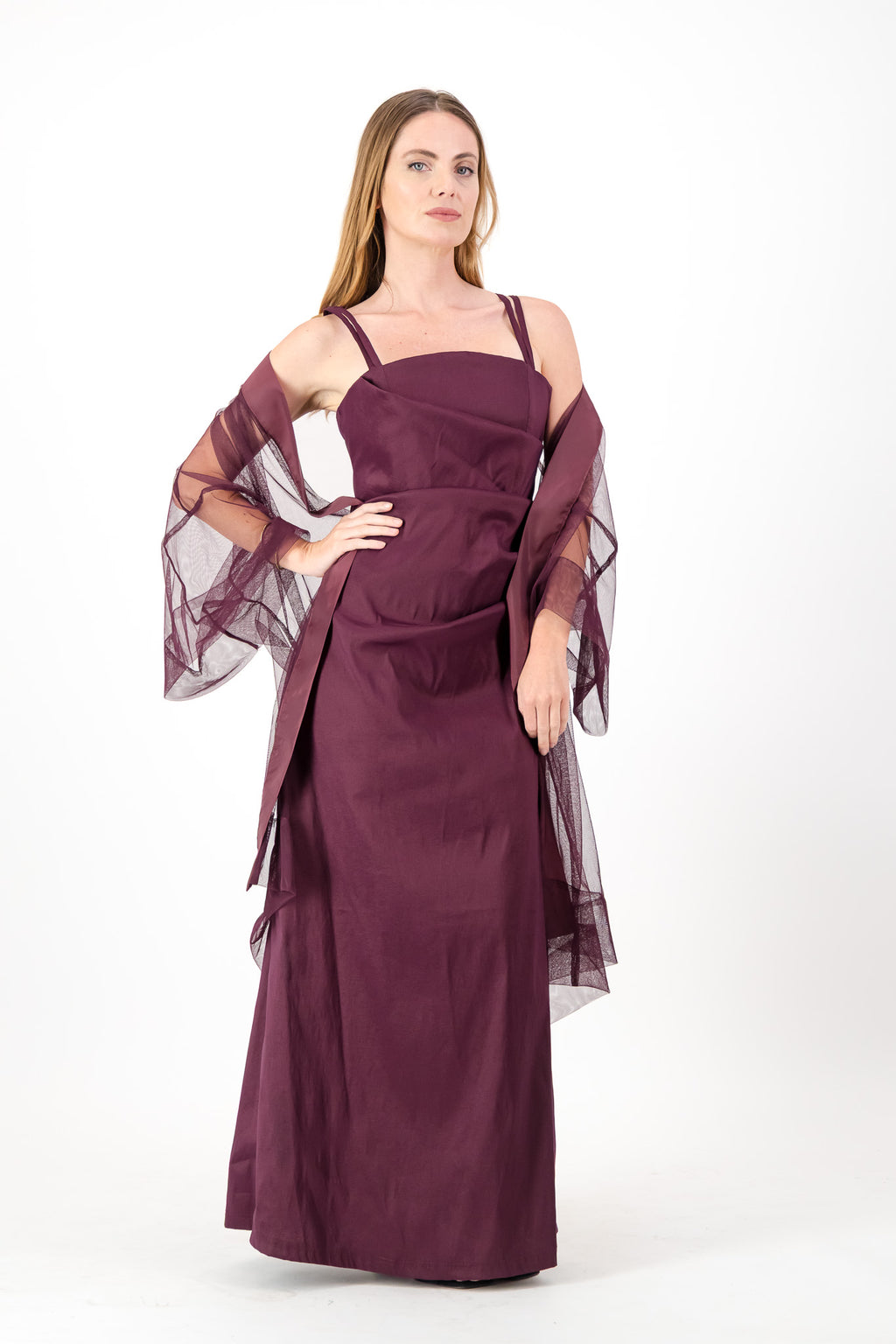 Wine Xover Dress - Taffetta 202