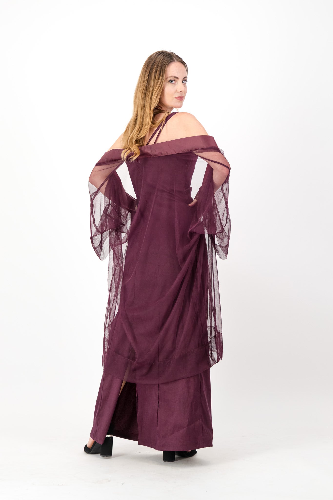 Wine Tulle Kimono, the Ultimate Sheer Coverup.  A Taste Of Japan