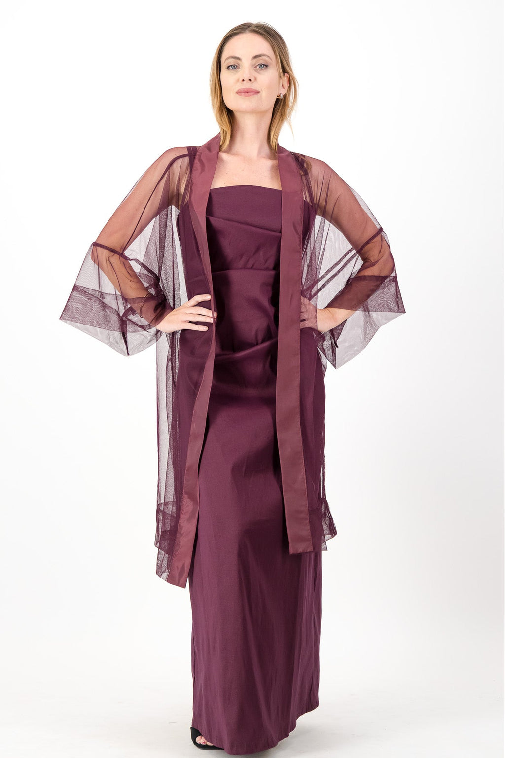 Wine Tulle Kimono, the Ultimate Sheer Coverup.  A Taste Of Japan