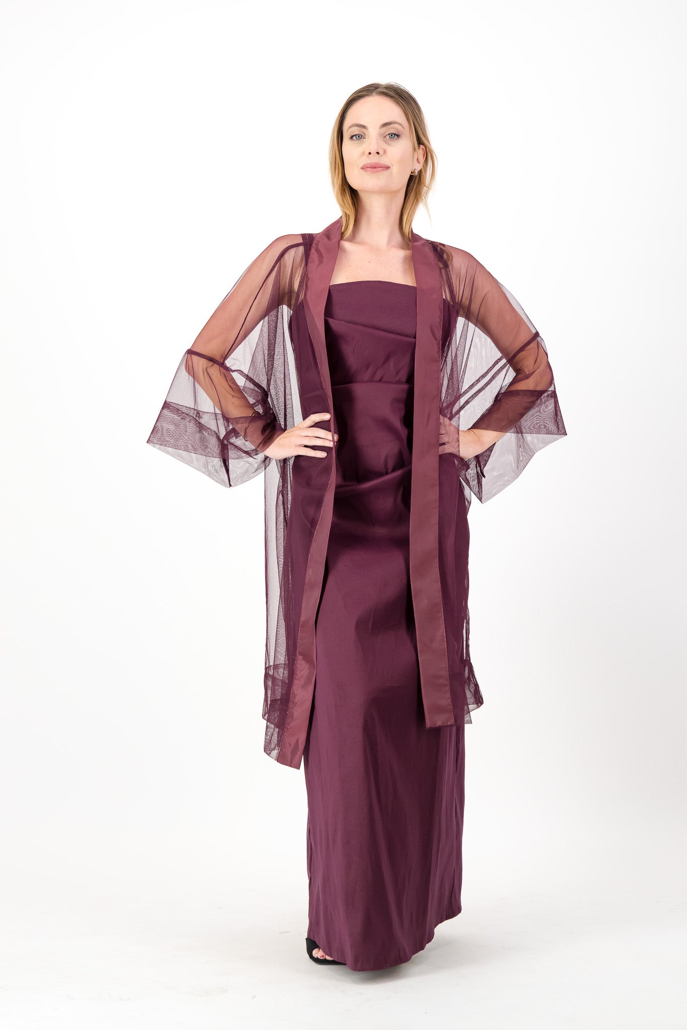 Wine Xover Dress - Taffetta 202