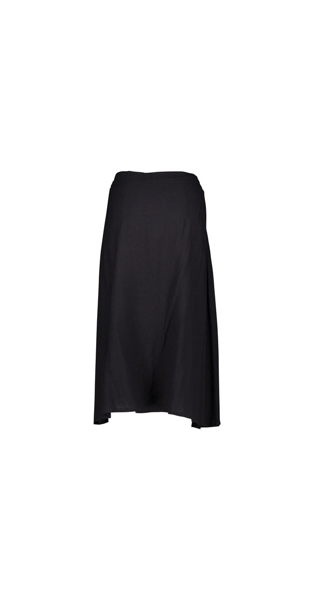 S010 Black Wrap Skirt, Bamboo Print