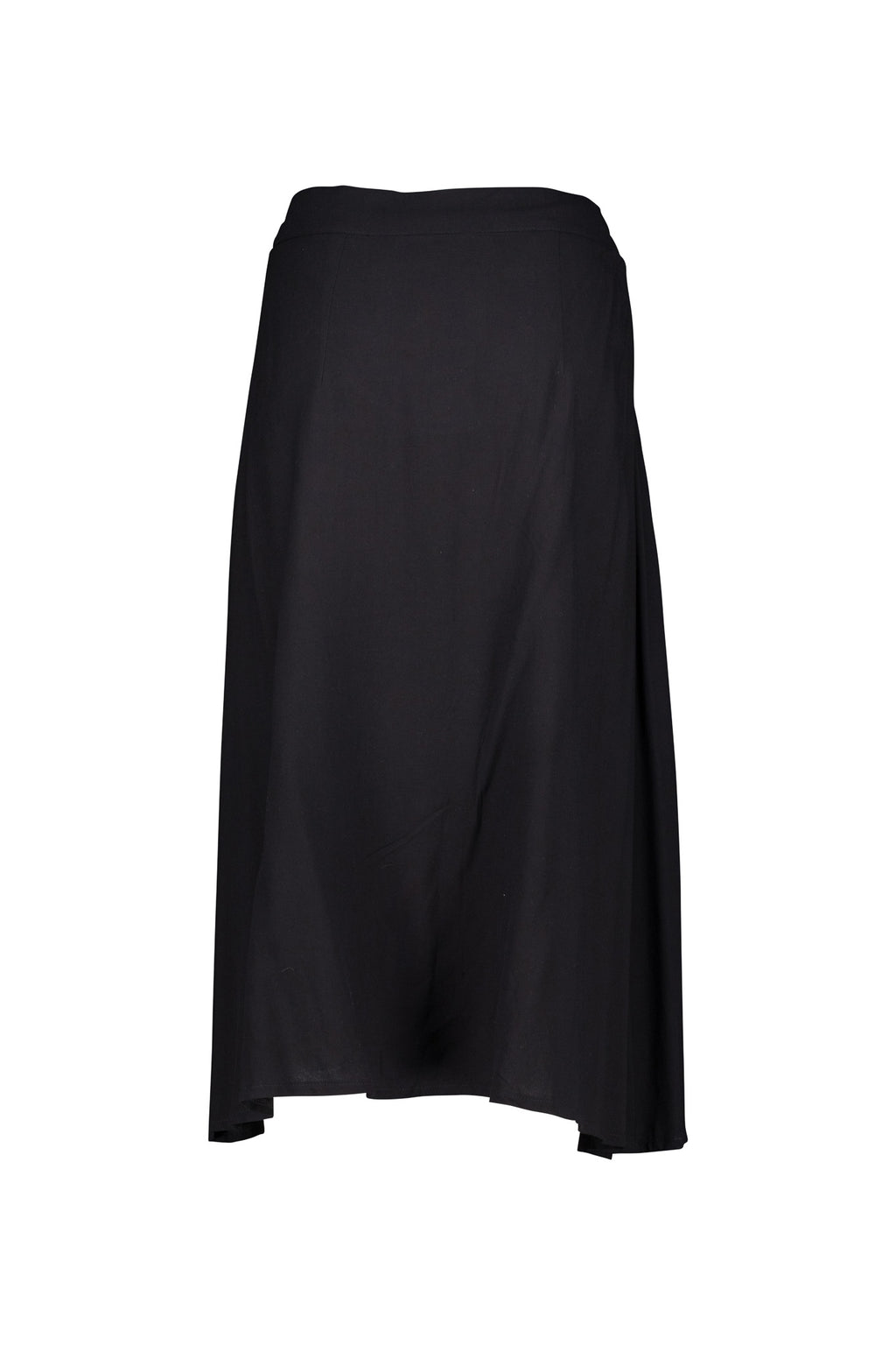 Black Wrap Skirt with Asymmetrical Hemline and Bamboo Print