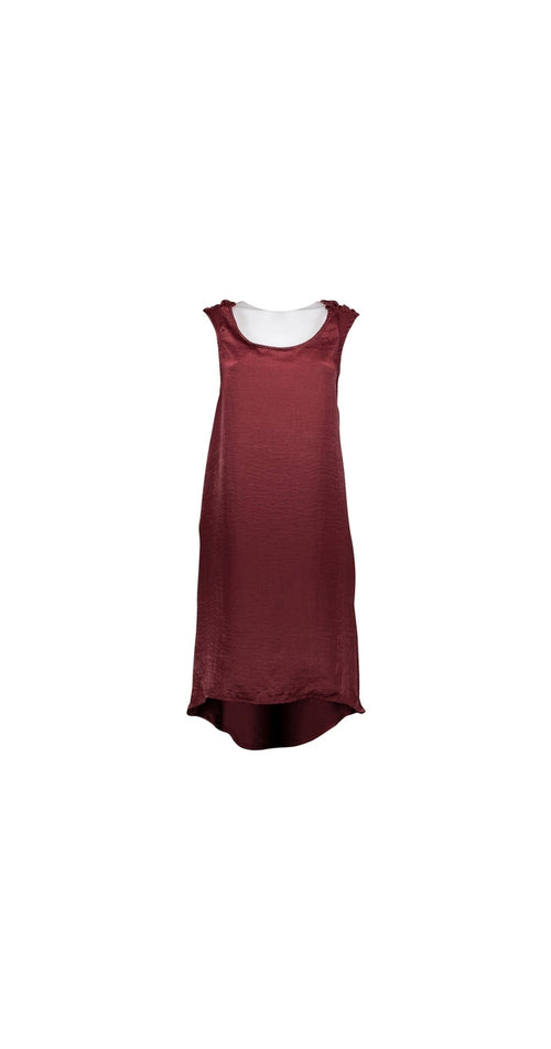 134 Wine V Back Dress, High-Low Hem