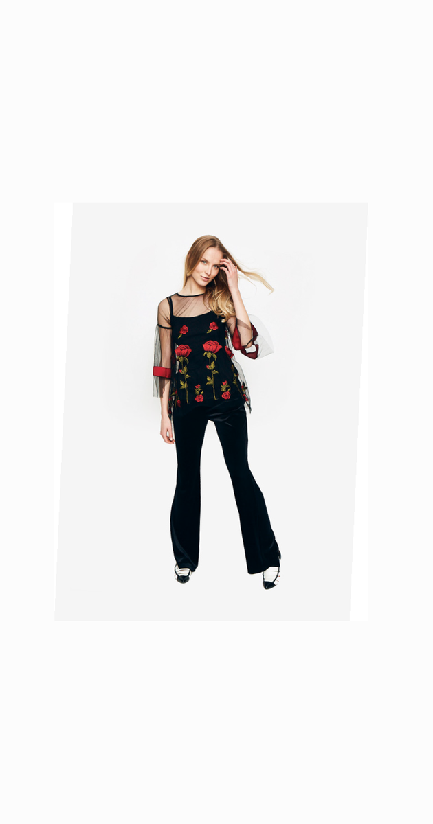 645 Pants Slim Leg, Rib Knit, Elasticated