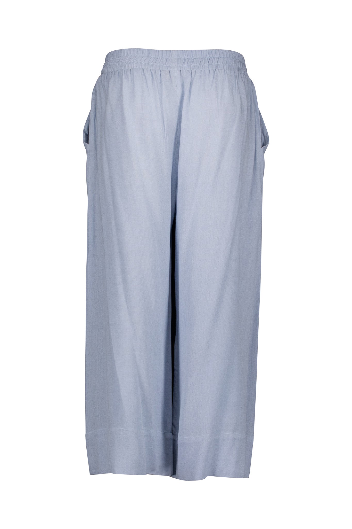 Powder Blue Wide Leg Palazzo Pants, Elasticated Pull-on, Pockets