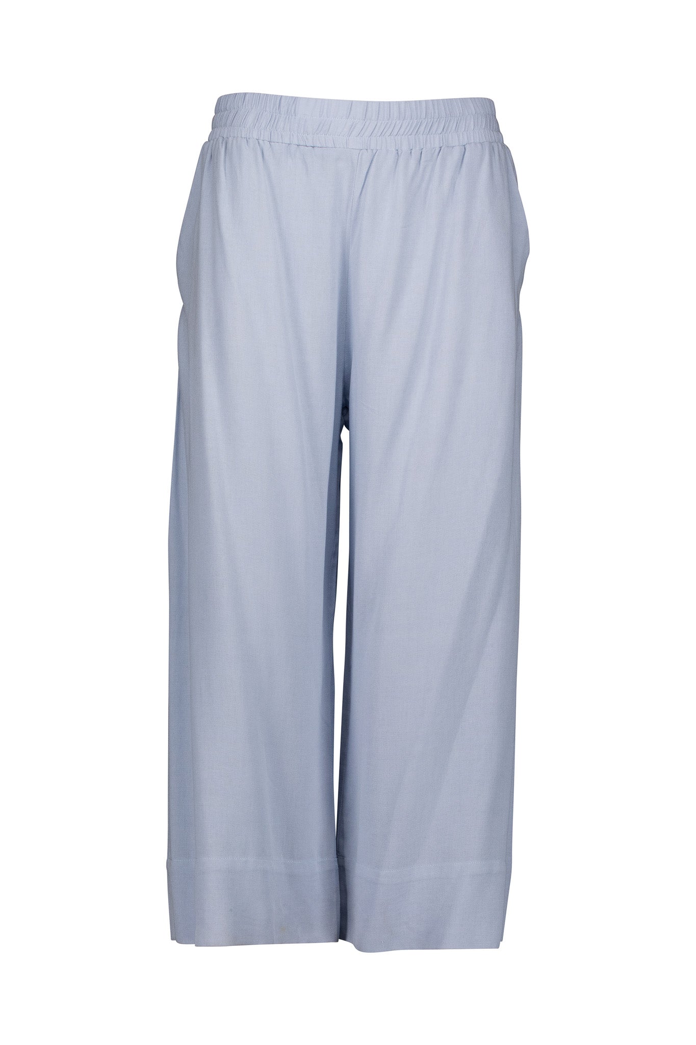 Powder Blue Wide Leg Palazzo Pants, Elasticated Pull-on, Pockets